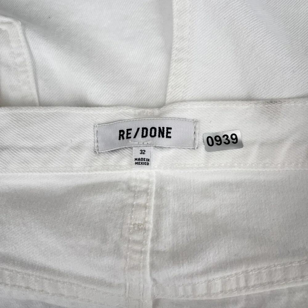 Re/Done Button Fly Mid-Rise Boy Shorts White Rigid Denim Womens 32‎ NWT - Picture 8 of 16